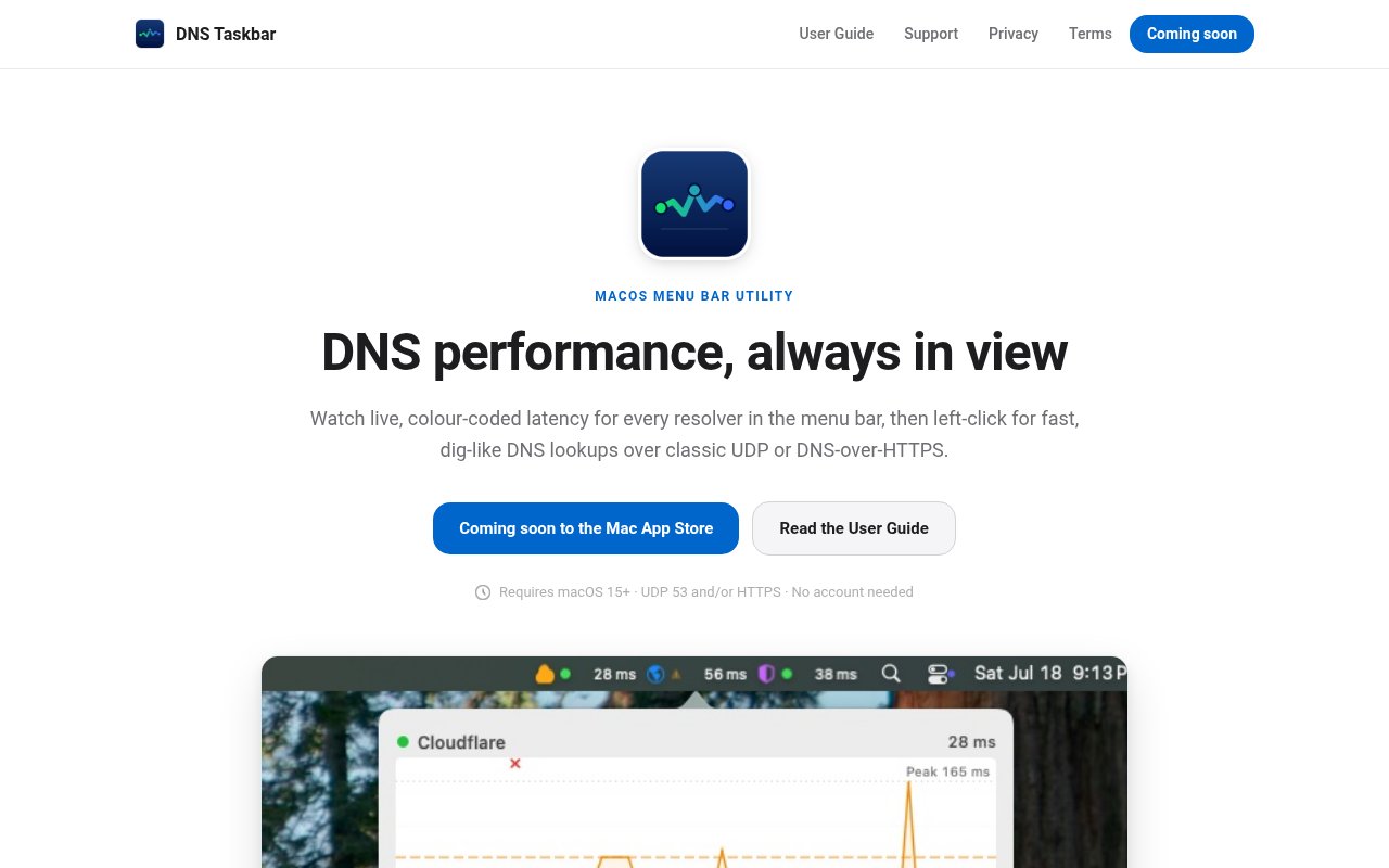 Screenshot of DNS Taskbar