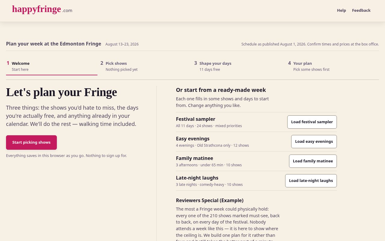 Screenshot of Happy Fringe