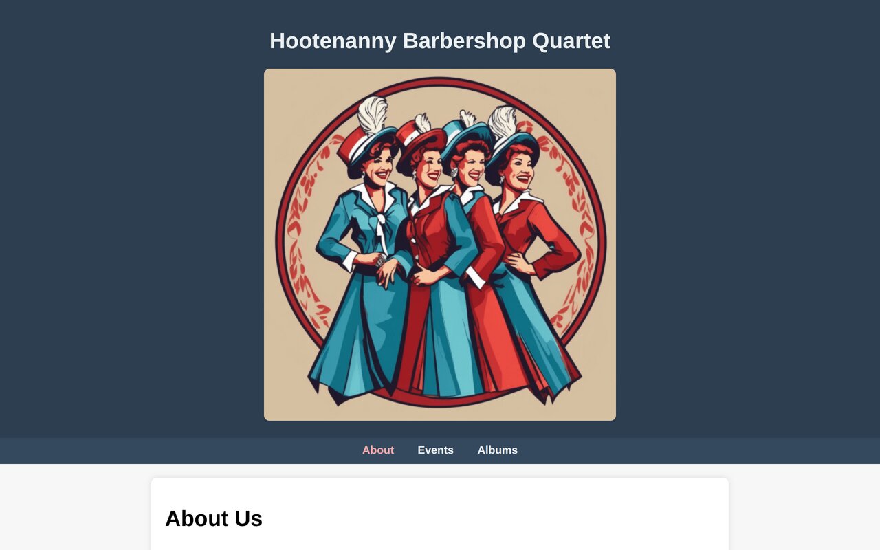 Screenshot of Hootenanny Barbershop Quartet
