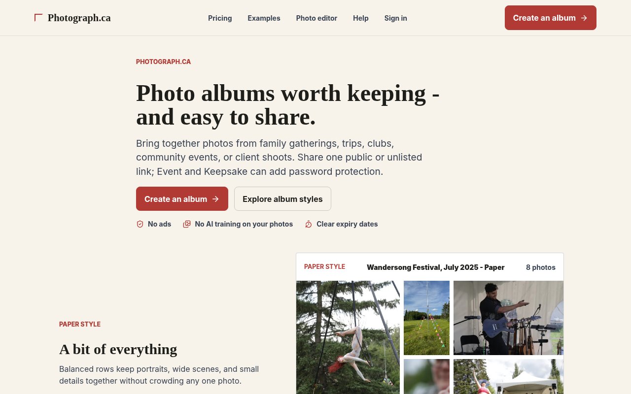 Screenshot of Photograph.ca