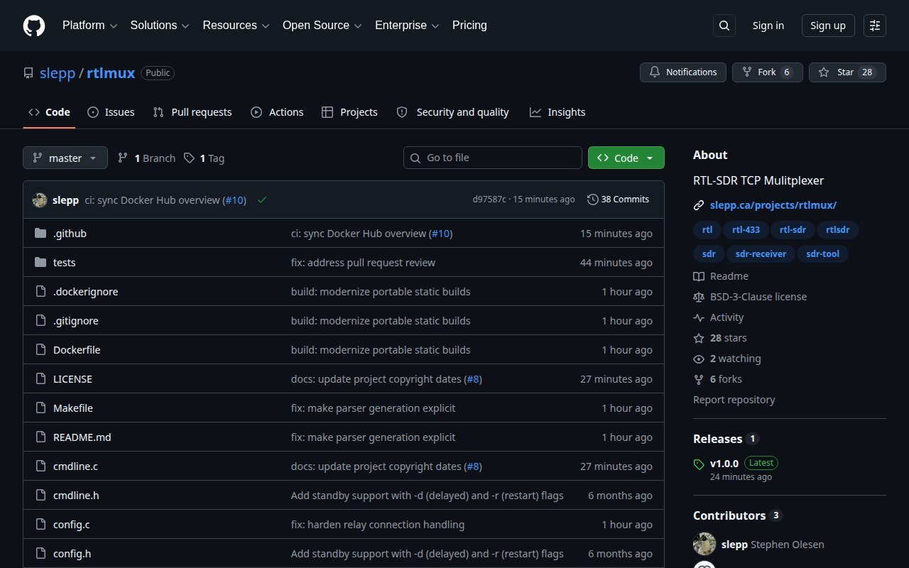 Screenshot of RTL-SDR TCP Multiplexer