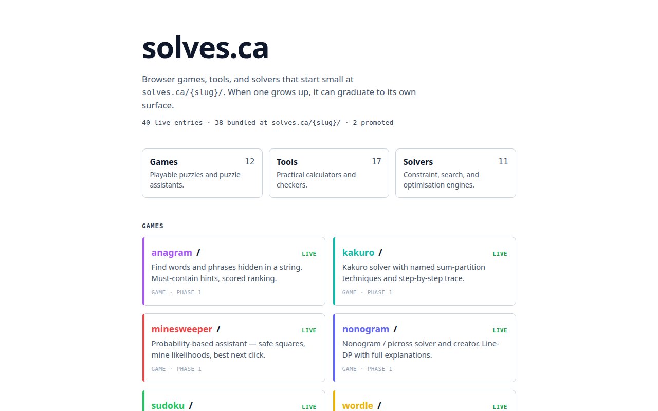 Screenshot of Solves.ca