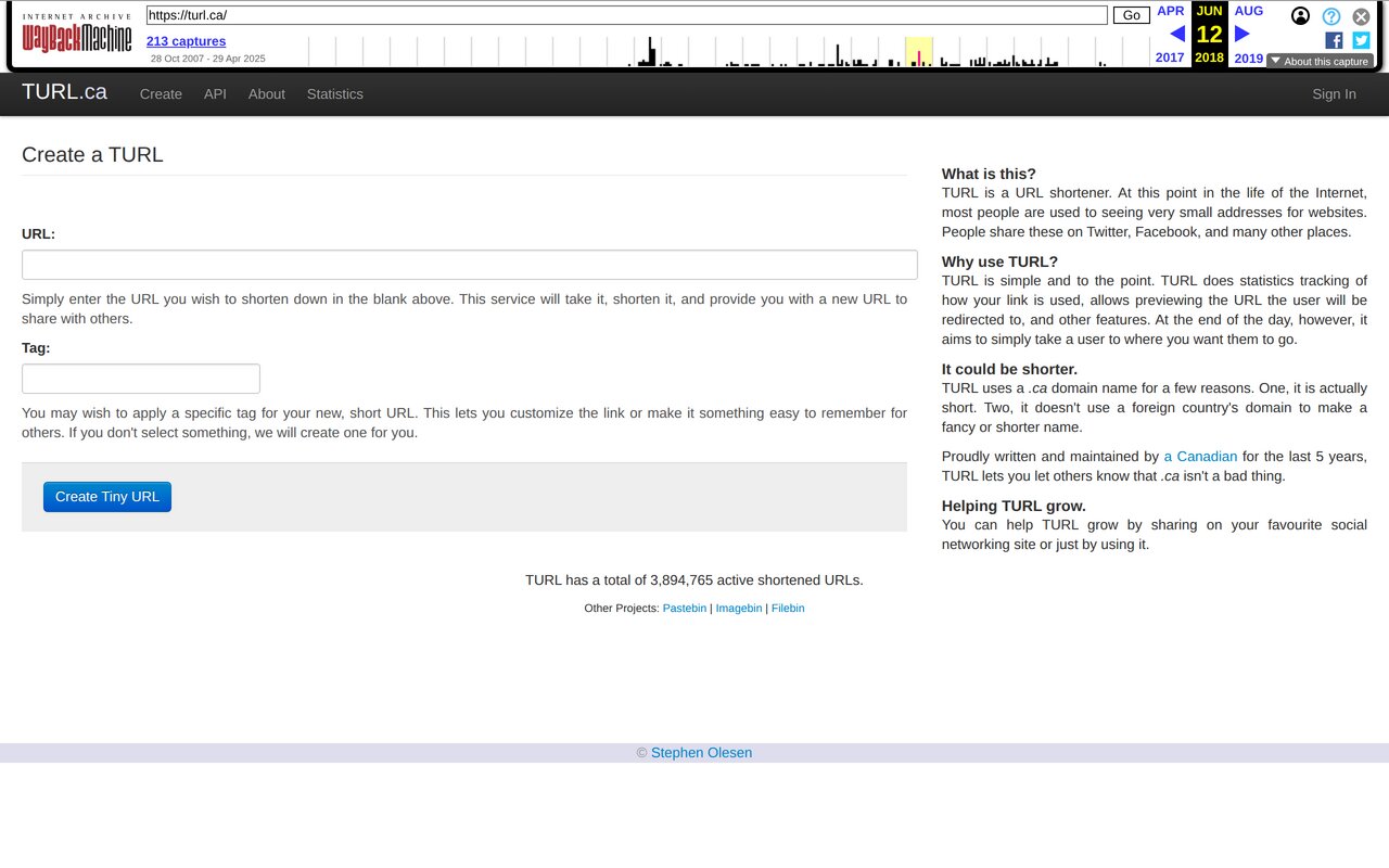 Screenshot of TURL.ca